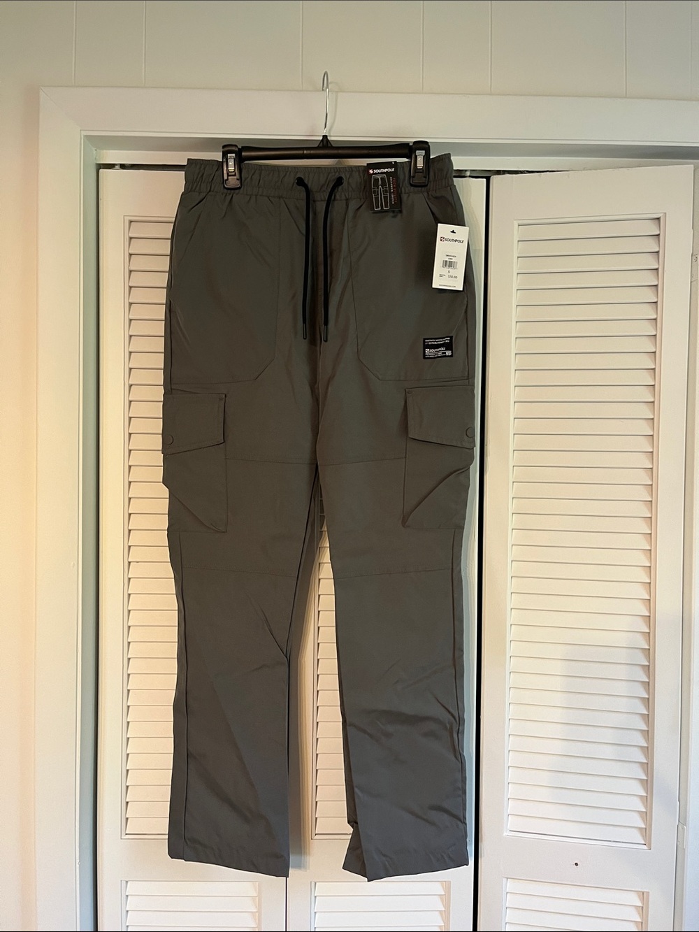 South Pole Men's Olive Cargo Pants with Drawstring Waist